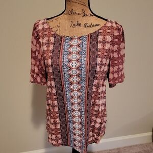 Lucky Brand Women's Blouse - Red and Blue Pattern